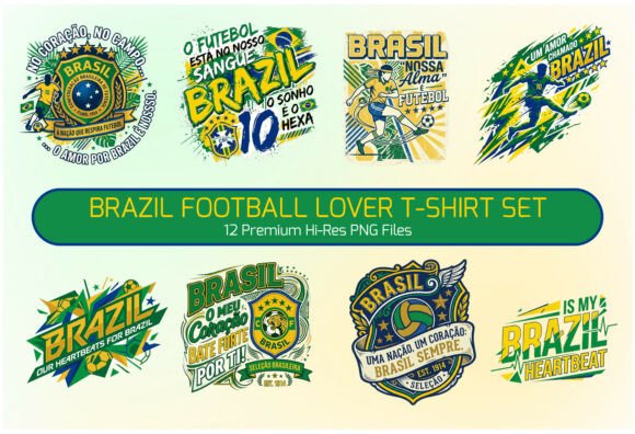 Brazil Football Lover T-Shirt Set Graphics