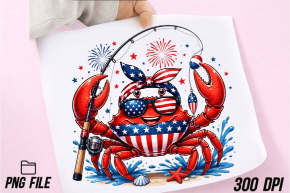 Crab American Flag PNG: Graphics & T-Shirt Designs