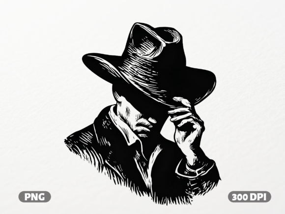Mysterious Hat Man Graphics for T-Shirt Designs