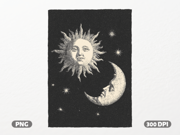 Mystic Sun Moon Stars Graphics for T-Shirt Designs