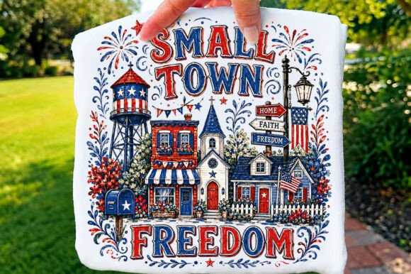 Small Town Home Faith Freedom T-Shirt Design Graphics